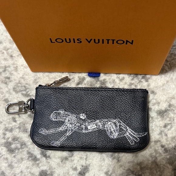 Louis Vuitton Key Pouch Monogram Black Animal Print Zipper Coin Card Holder - Picture 5 of 13